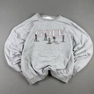 Vintage Northern Elements Golf Scene Sweater Men's XL Crewneck Faded Stains